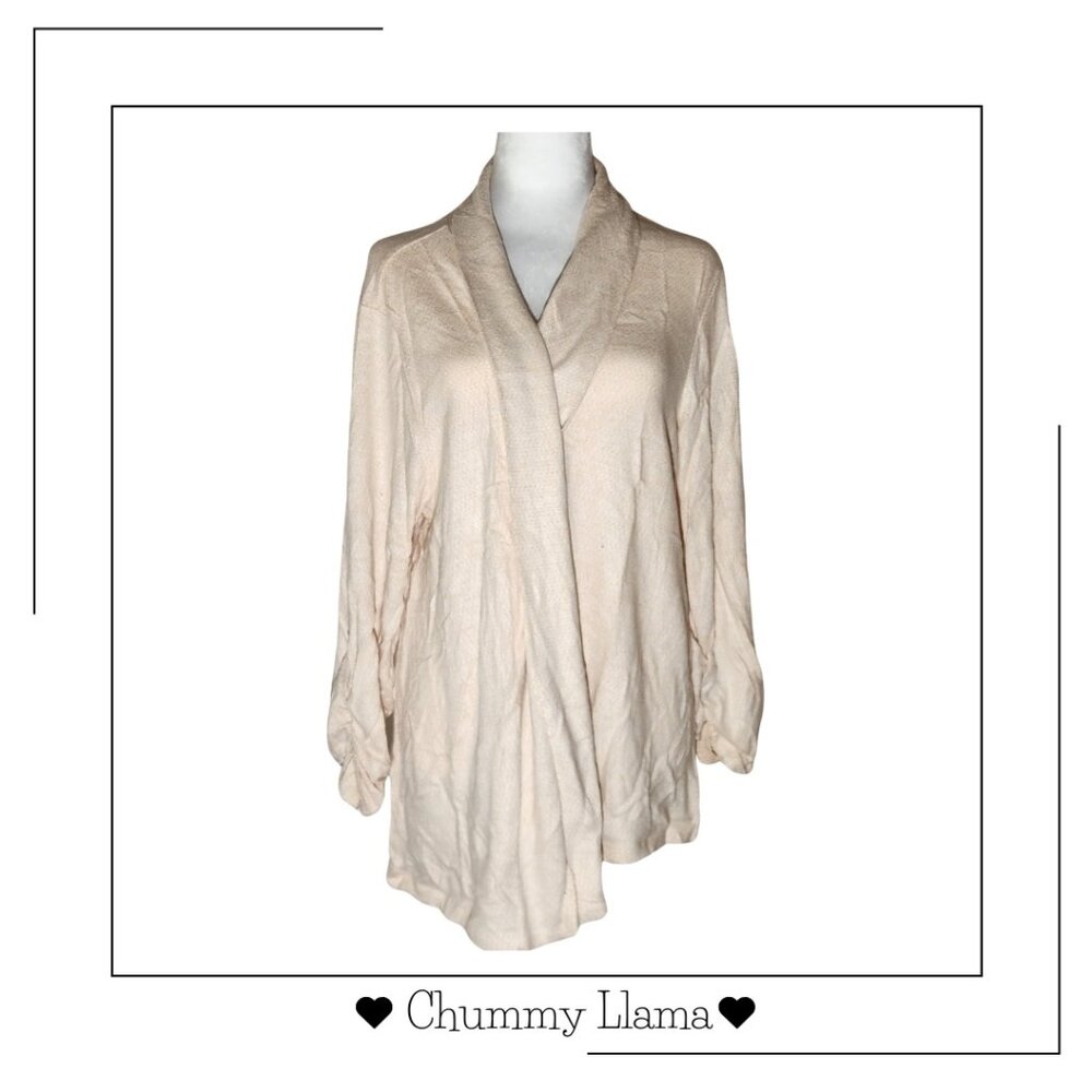 Bobeau Tan Open-Front Cardigan – Soft Lightweight Knit, Size 1X